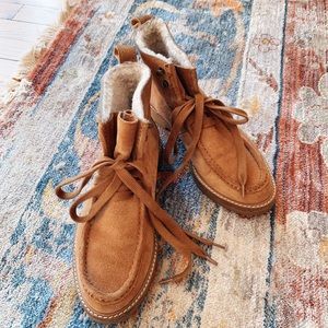 Madewell - Shearling Suede Boots, size 7.5